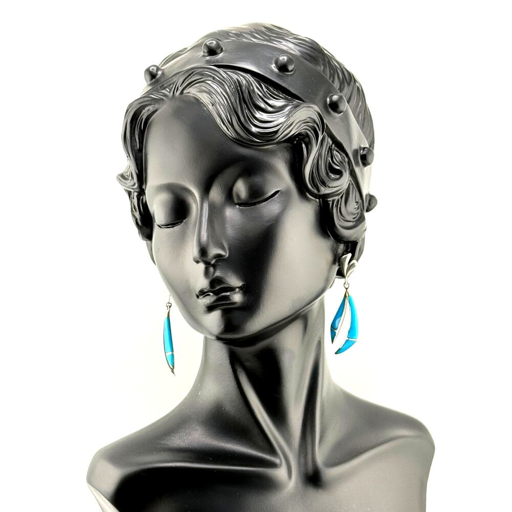 Vintage TCA Sterling Silver Turquoise Dangle Earrings